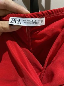 Stunning Red Ruched Bow Detail Dress