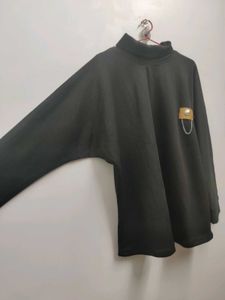 Black Hight Neck Tshirt For Women