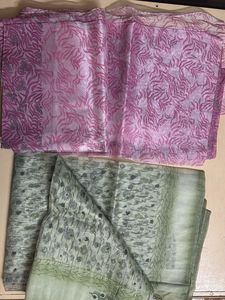 Elegant Floral Print Sarees - Set of 2