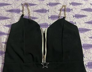 Black Chain Strap Mini Dress