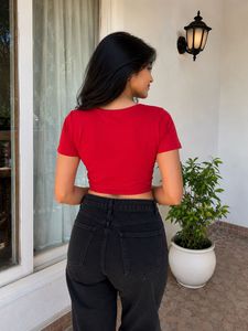 Shein Red Cut-Out Top