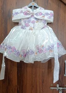 Elegant White frock with Floral Embroidery