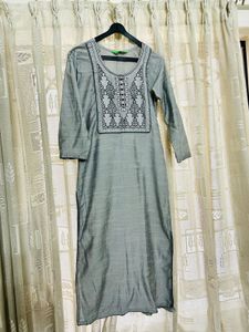Elegant Grey Embroidered Kurta-new