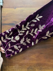 3- Piece Velvet Kurta Set with Embroidery