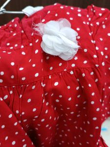Red Polka Dot Ruffle Top