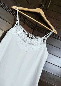 GINGER Women White Pearl Beaded Sleeveless Top