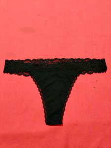Women's Black Lace Thong Panty