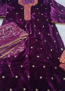 Velvet zari work suit