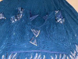 blue colour sequins lahenga