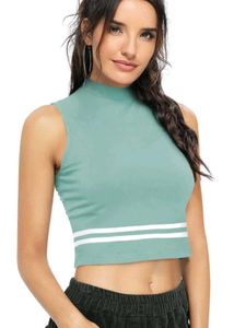 Sleeveless Mock Neck Cropped Top