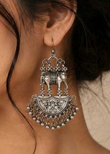 Elephant Design Oxidized Jhumka Earrings