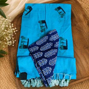 AutoRide Mul Cotton Saree 🛺💙