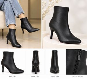 Stylish Black Pointed Toe Ankle Boots