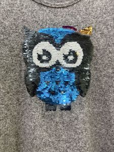 Gray Owl Sequin Top