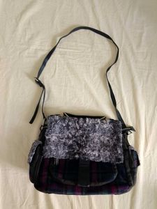 Plaid & Fur Crossbody Bag