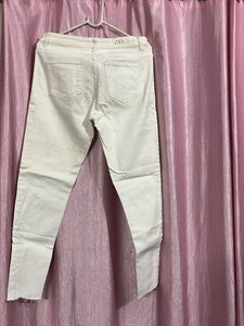 Zara Stylish White Studded Jeans