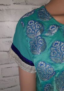 Turquoise Anarkali with Silver Embellishments