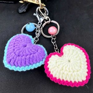 Crochet Heart Keychains