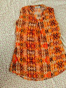 Vibrant Printed top  with mustard Pants