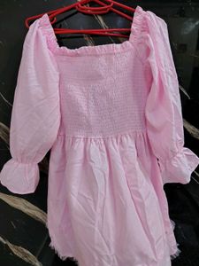 Pink Smocked Mini Dress