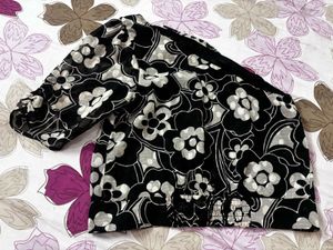 Black Floral One-Shoulder Top