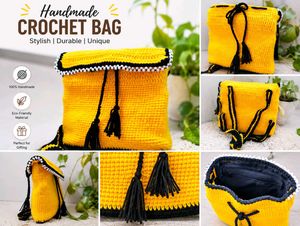 Handmade Yellow Crochet Backpack