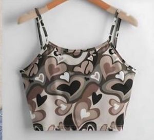 Cute Floral &amp; Heart Print Crop Tops