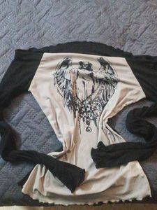 Gothic Angel Graphic Long Sleeve Off shoulder Top