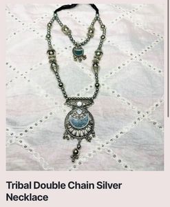 Boho Silver Double Chain Necklace