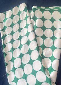 Green & White Polka Dot Dress Material