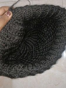 Black Crochet Headband - winter wear