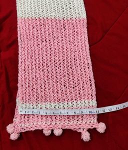 Handmade Pink &amp; White Striped Scarf