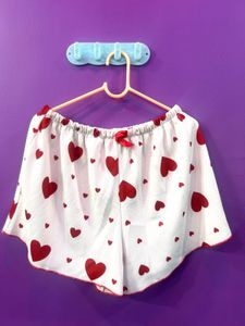 Cute Heart Print Pajama Shorts