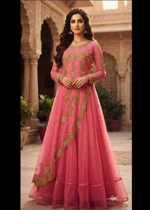 Stunning Pink Embellished Ethnic Gown