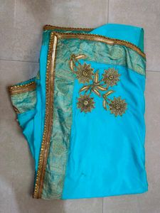 Beautiful Blue Embroidered Saree