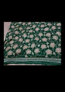Embroidered Green Saree with Border