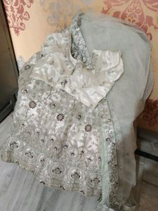 Elegant Cream Embroidered Lehenga