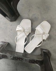 Chic Mint Bow Embellished Flat Sandals
