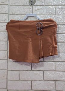 Brown Skirt with Silver Ring Detail