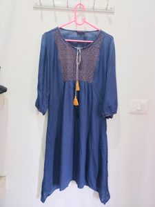 Navy Blue Long Kurti