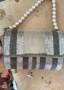 Beaded Clutch with Pearl Handle
