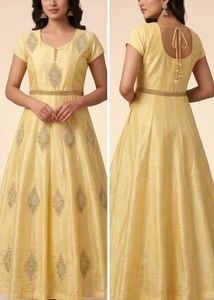 Haldi Special Yellow Silk Anarkali Gown
