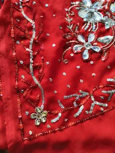 y2k Red heavy handwork Saree