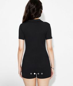 Black Button-Down Playsuit