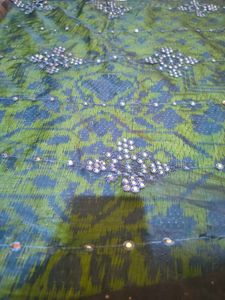 blue organza saree