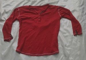 Red Long Sleeve Henley Top