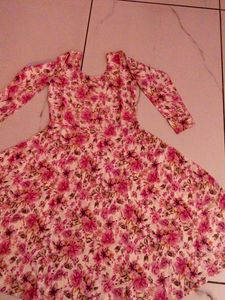 Handmade Pink Floral Flare Dress (Brand New)