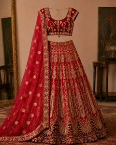Royal Red Heavy Bridal Lehenga with Rich Gold Embr