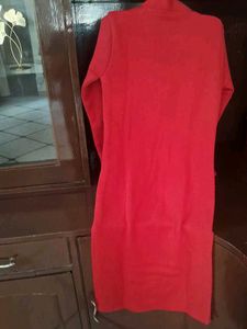 Stunning Red Embroidered  Woolen Kurta