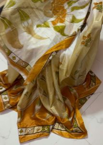 super light fabric  Beige Floral Print Saree